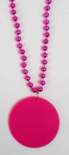 SBDOZEN 33" 7mm Metallic Hot Pink Bead Necklace With 2.5" Hot Pink Disc (Dozen)