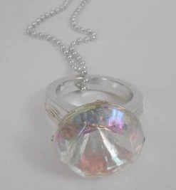 SBDOZEN 33" 7mm Silver Jumbo Diamond Ring Necklace (Dozen)