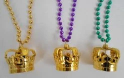 SBDOZEN Purple, Green And Gold Mardi Gras Crown Necklace (Dozen) Beads