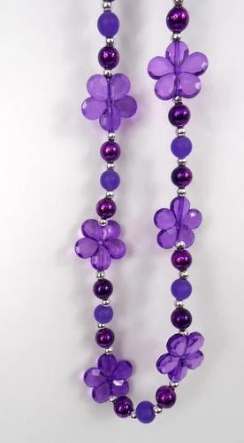 SBDOZEN 38" Acrylic Purple Daisy Bead Necklace (Dozen) Beads 3 SBDOZEN 38" Acrylic Purple Daisy Bead Necklace (Dozen) Beads