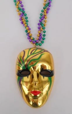 Mardi Gras Spot Beads 36" Purple, Green And Gold Mask Medallion Bead (Dozen)