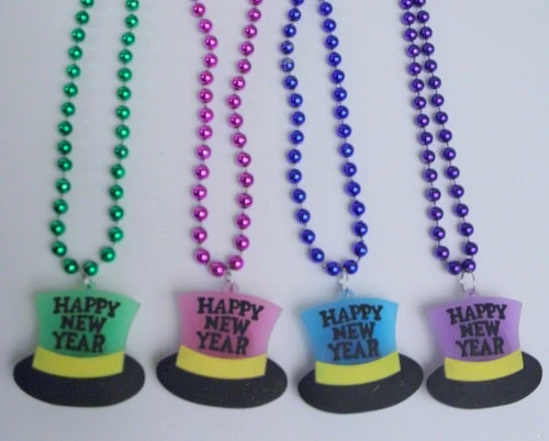 SB10625 33" 7mm Bead With Assorted Color Happy New Year Top Hat Light-Up Necklace Beads SB10625 33" 7mm Bead With Assorted Color Happy New Year Top Hat Light-Up Necklace Beads