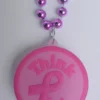 Sale 33" 7mm Hot Pink With Think Pink Ribbon Light-Up Necklace (Each)