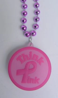 Sale 33" 7mm Hot Pink With Think Pink Ribbon Light-Up Necklace (Each)