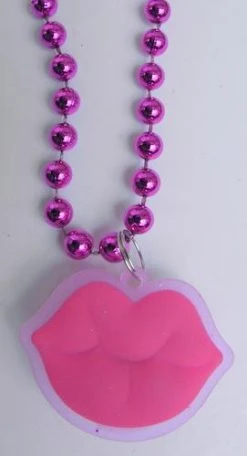 SBDOZEN 33" 7mm Hot Pink With Lips Light-Up Necklace (Dozen) Beads
