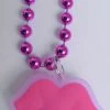 SB10625 33" 7mm Hot Pink With Lips Light-Up Necklace (Each) Beads
