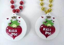 SB31875 42" 12mm MOT Bead With 3" LED Kiss Me Frog Medallion