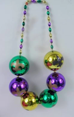 SB61625 48" 100mm Ball With Fleur De Lis Print Purple Green Gold (Each)