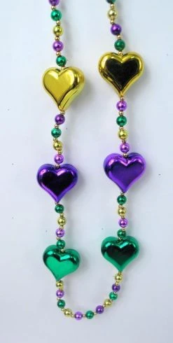 SBDOZEN Beads 42" Purple, Green And Gold Heart Necklace (Dozen)