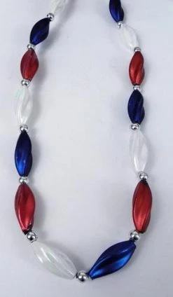 SB16575 Beads 38" Red/White/Blue Satin Swirl Bead (Each)