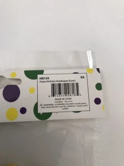 Mardi Gras Spot Party Supplies Happy Birthday Head Bopper (Each)