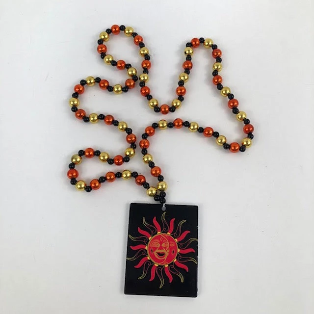 Sale 36" Fiery Sun Medallion On Handstrung Necklace (Dozen) Beads 4 Sale 36" Fiery Sun Medallion On Handstrung Necklace (Dozen) Beads