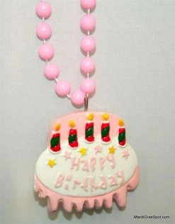 SBDOZEN 33" 7mm Baby Pink Bead With Birthday Cake Pendant (Dozen) Beads