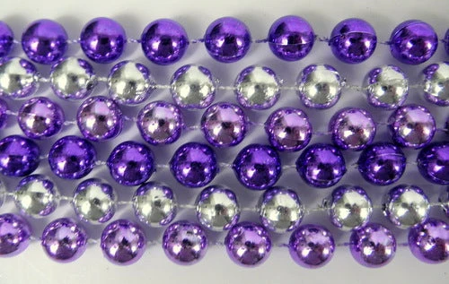 Mardi Gras Spot 48" 14mm Round Metallic Silver And Purple Mardi Gras Beads - Case (10 Dozen) 3 Mardi Gras Spot 48" 14mm Round Metallic Silver And Purple Mardi Gras Beads - Case (10 Dozen)