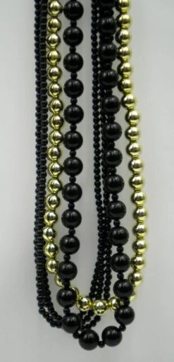 Mardi Gras Spot Black And Gold Beaded Necklace 18"