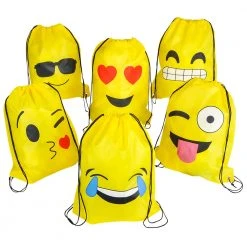 '- No Manufacturer - 16" X 13" Emoji Drawstring Backpack (Dozen)