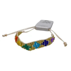 Mardi Gras Spot Rainbow Beaded Accented Bracelet (Each)