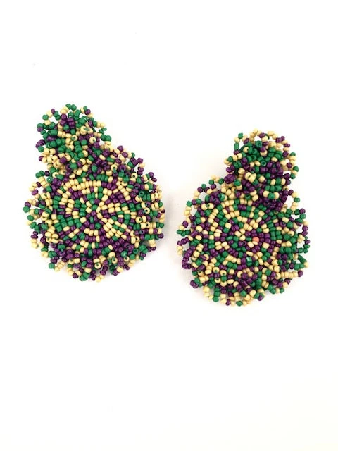 Sale Mardi Gras Mixed Seed Bead Circle Earrings (Pair) Sale Mardi Gras Mixed Seed Bead Circle Earrings (Pair)