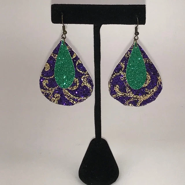 Sale Glitter Purple, Green And Gold Mardi Gras Earrings (Pair) Gifts & Apparel 3 Sale Glitter Purple, Green And Gold Mardi Gras Earrings (Pair) Gifts & Apparel