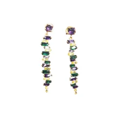 Sale Purple, Green And Yellow Stone Drop Earrings (Pair) Gifts & Apparel