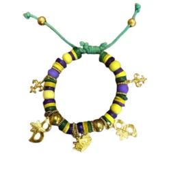 Plush Appeal, LLC Mardi Gras Wood Bead Bracelet (Each)