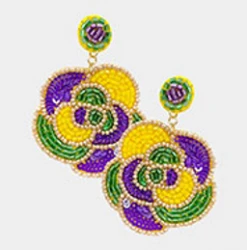 Plush Appeal, LLC Mardi Gras Flower Power Earrings (Pair) Gifts & Apparel