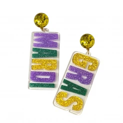 Plush Appeal, LLC Mardi Gras Acrylic Dangling Earrings (Pair) Gifts & Apparel