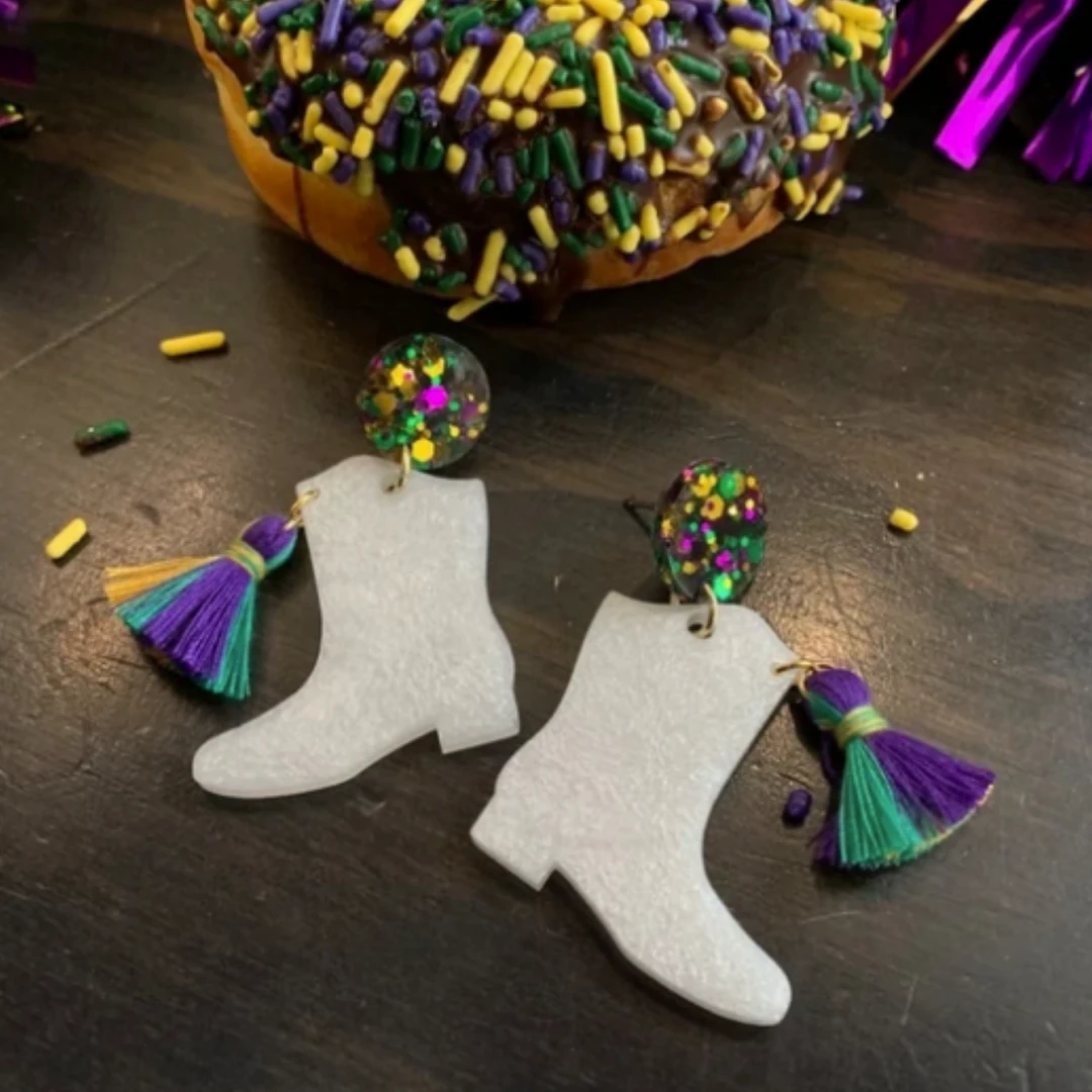 Plush Appeal, LLC Acrylic Pearlescent Majorette Marching Boots Earrings (Pair) 3 Plush Appeal, LLC Acrylic Pearlescent Majorette Marching Boots Earrings (Pair)