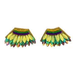 Plush Appeal, LLC Gifts & Apparel Iridescent Mardi Gras Feather Earrings (Pair)