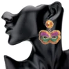 Plush Appeal, LLC Gifts & Apparel Mardi Gras Felt Back Seed Beaded Party Mask Dangle Earrings (Pair)