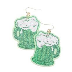 Plush Appeal, LLC St. Patrick's Day Beer Faux Leather Dangle Earrings (Pair) Gifts & Apparel