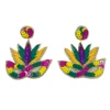 - No Manufacturer - Sequin Embellished Embroidered Mardi Gras Mask Earrings (Pair) Gifts & Apparel