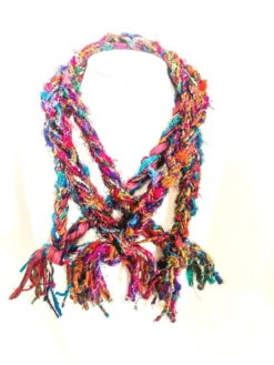 - No Manufacturer - The Penelope - Multi Color 100% Recycled Silk Braided Necklace