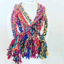 - No Manufacturer - Gifts & Apparel The Arachne - Multi Color 100% Recycled Silk Longer Braided Necklace