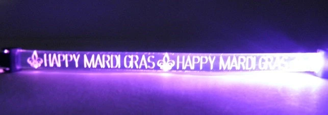 Mardi Gras Spot Light-Ups LED Purple Happy Mardi Gras Bracelet With Fleur De Lis Mardi Gras Spot Light-Ups LED Purple Happy Mardi Gras Bracelet With Fleur De Lis