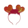 Mardi Gras Spot Light-Ups LED Red Double Heart Head Bopper With Red Fur