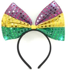 Mardi Gras Spot LED Sequined Mardi Gras Bow Headband Light-Ups