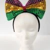 Mardi Gras Spot LED Sequined Mardi Gras Bow Headband Light-Ups 2 Mardi Gras Spot LED Sequined Mardi Gras Bow Headband Light-Ups