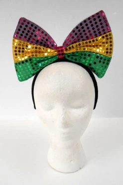 Mardi Gras Spot LED Sequined Mardi Gras Bow Headband Light-Ups