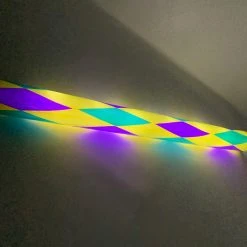Mardi Gras Spot Light-Ups LED Foam Baton With 6 Lights And With Purple, Green And Gold Harlequin Design 18