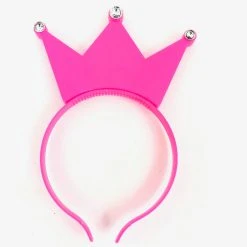 Mardi Gras Spot LED Hot Pink Crown With Clear Stones Light-Ups