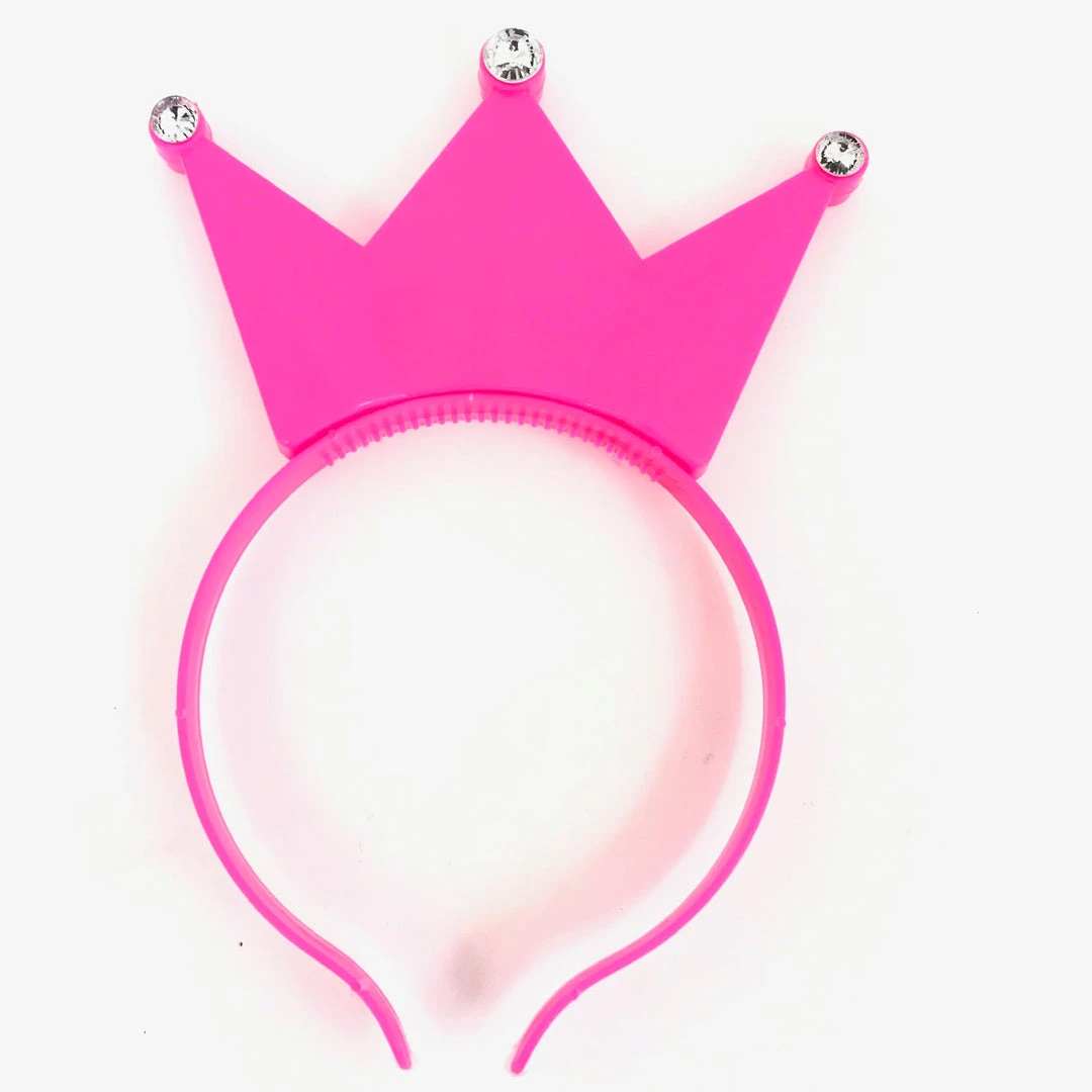 Mardi Gras Spot LED Hot Pink Crown With Clear Stones Light-Ups 4 Mardi Gras Spot LED Hot Pink Crown With Clear Stones Light-Ups