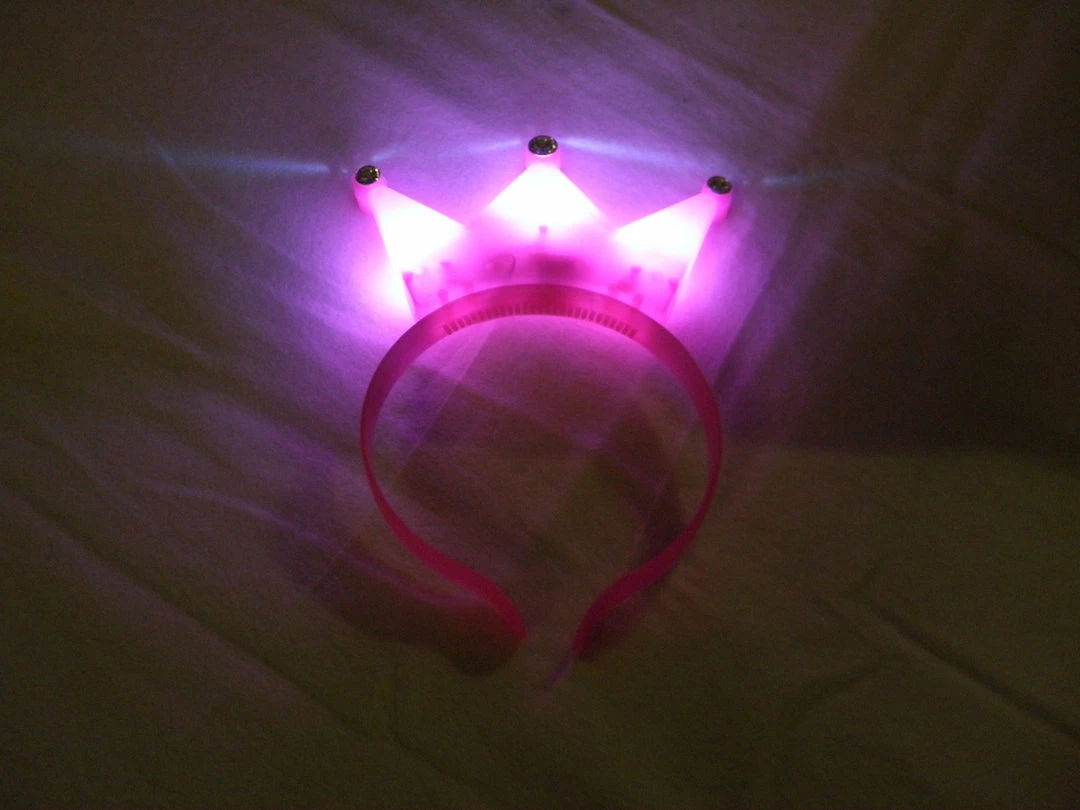 Mardi Gras Spot LED Hot Pink Crown With Clear Stones Light-Ups 3 Mardi Gras Spot LED Hot Pink Crown With Clear Stones Light-Ups