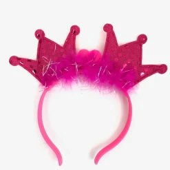 Mardi Gras Spot LED Pink 2 Crowns With Fur And Sequins Headband Light-Ups