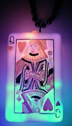 Sale 36" Black Bead With LED Queen Of Hearts Card