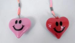 Mardi Gras Spot LED Heart With Smiley Face Necklace - Pink And Red
