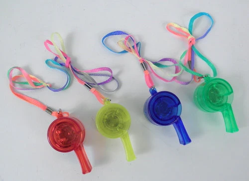 Mardi Gras Spot Light-Ups LED Whistle Necklace - Assorted Colors 4 Mardi Gras Spot Light-Ups LED Whistle Necklace - Assorted Colors