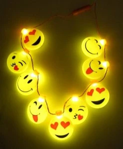 Mardi Gras Spot LED Emoji Necklace With 9 Faces Light-Ups