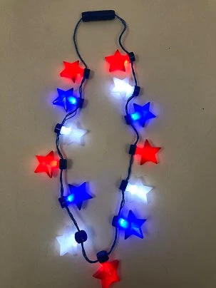 Mardi Gras Spot LED Red, White And Blue Star Necklace With 13 Stars (Each) 3 Mardi Gras Spot LED Red, White And Blue Star Necklace With 13 Stars (Each)