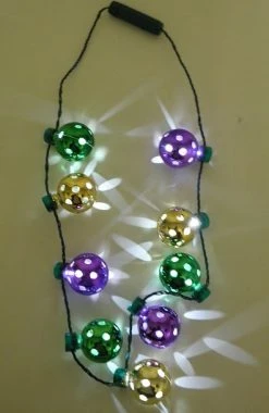 Mardi Gras Spot LED Mardi Gras Disco Ball Necklace With 9 Balls Light-Ups